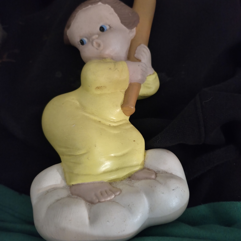Ceramic 1979 Carisa Larry acameron Baby Playing Baseball Wall Figurine